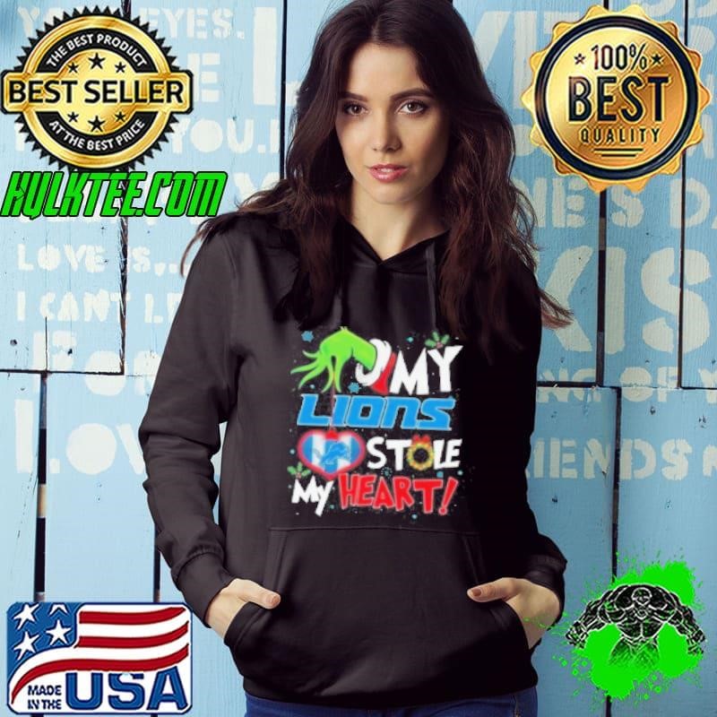 Grinch Hand My Detroit Lions Stole My Heart Football 2024 Hoodie