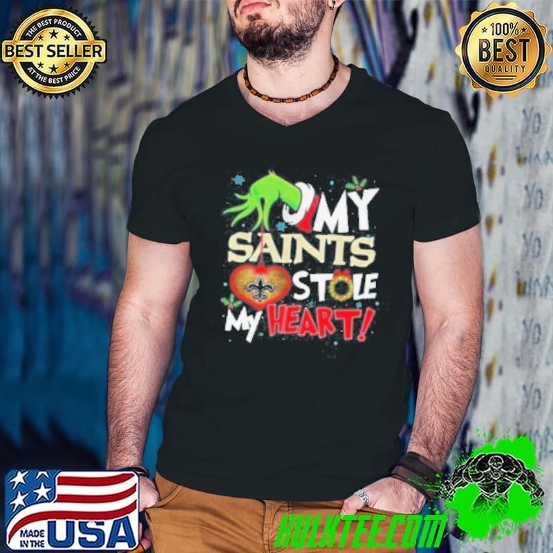 Grinch Hand My New Orleans Saints Stole My Heart Football 2024 Shirt