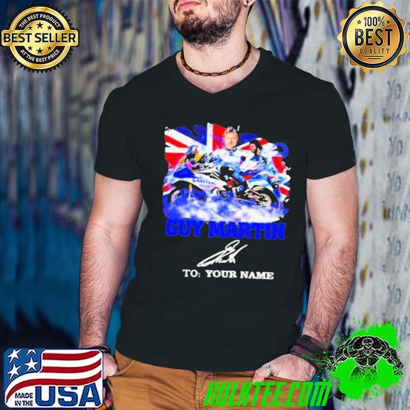 Guy Martin Motorcycle Racer Signature Union Flag shirt