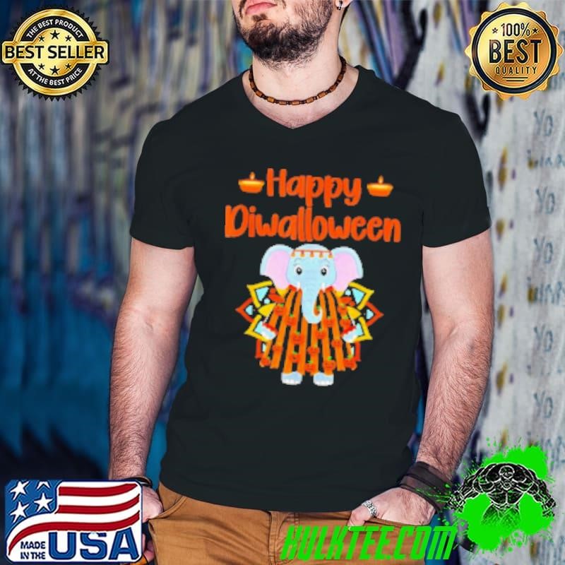 Happy Diwalloween Halloween Diwali Pumpkin Lantern Deepaval Guys V Neck