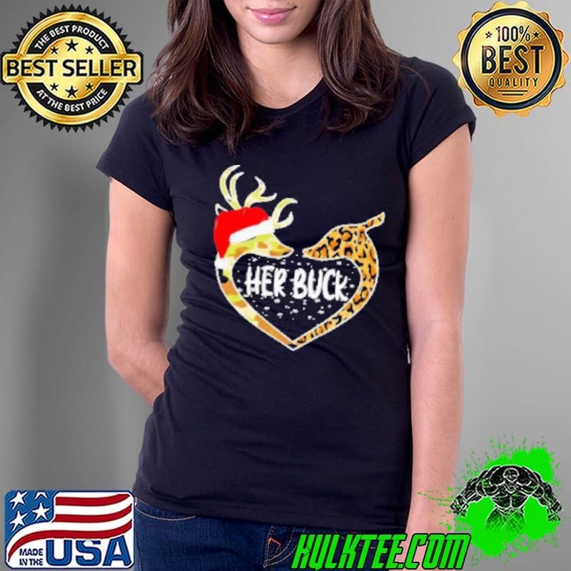 Her Buck His Doe Reindeer Christmas Funny Matching Couples Shirt