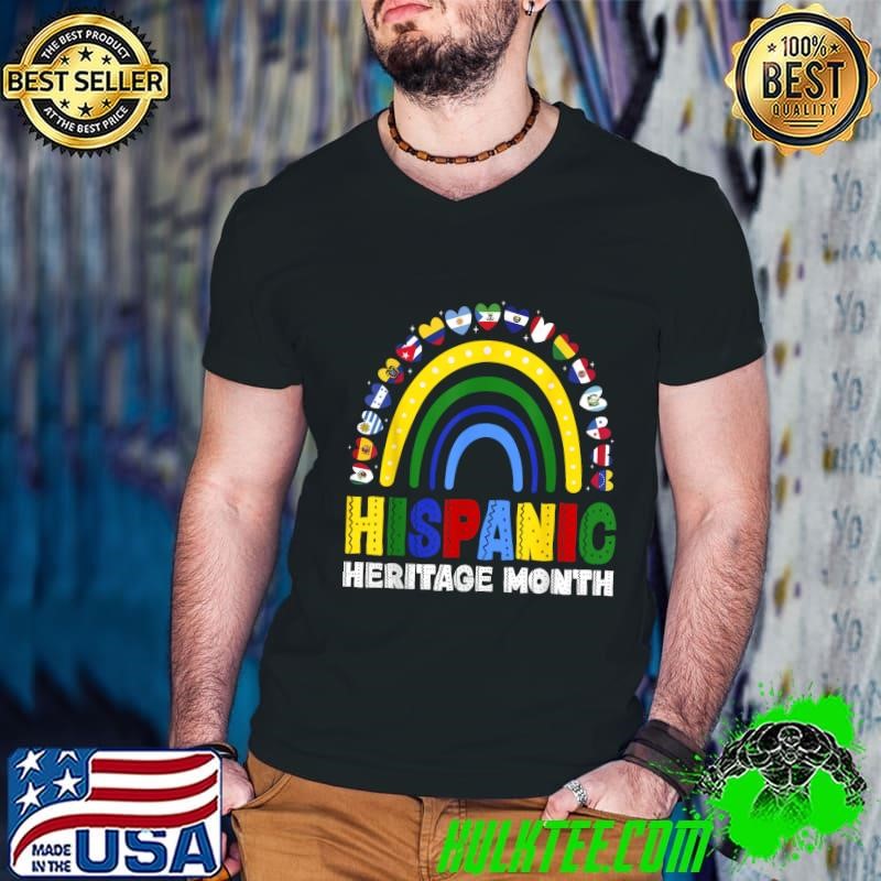 Hispanic Heritage Month Latino Puerto Rico Flag Rainbow T-Shirt