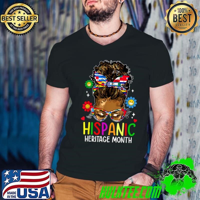 Hispanic Heritage Month Messy Bun Latin Teacher Women T-Shirt