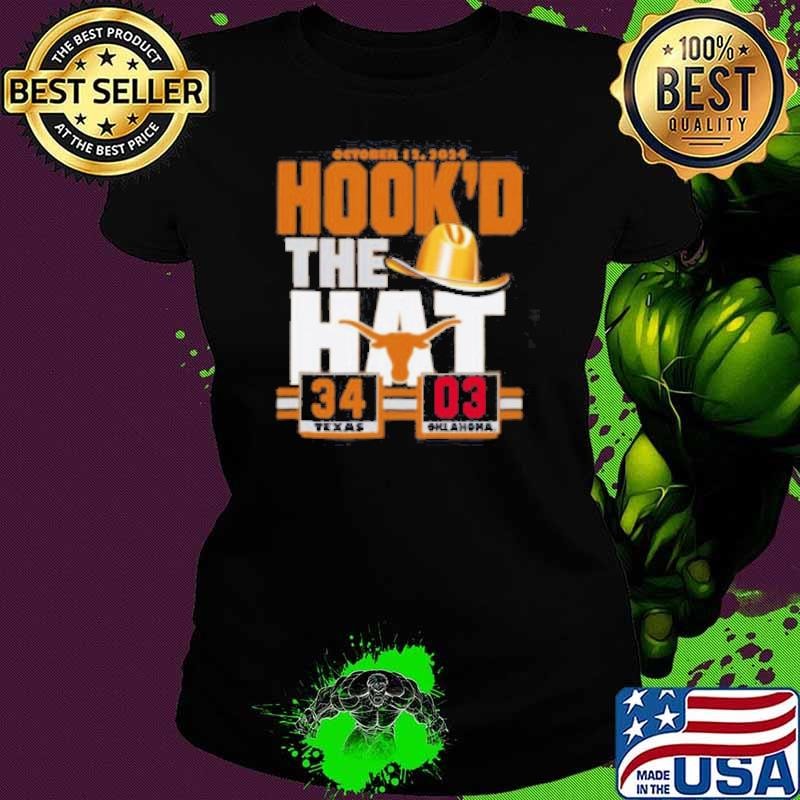 Hook’d The Hat Texas Longhorns 34 3 Oklahoma Sooners Red River Rivalry Ladies tee