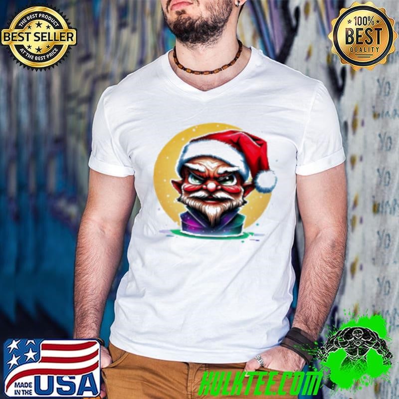 Humorous Elf Wearing Santa Hat and Green Beard Shirt
