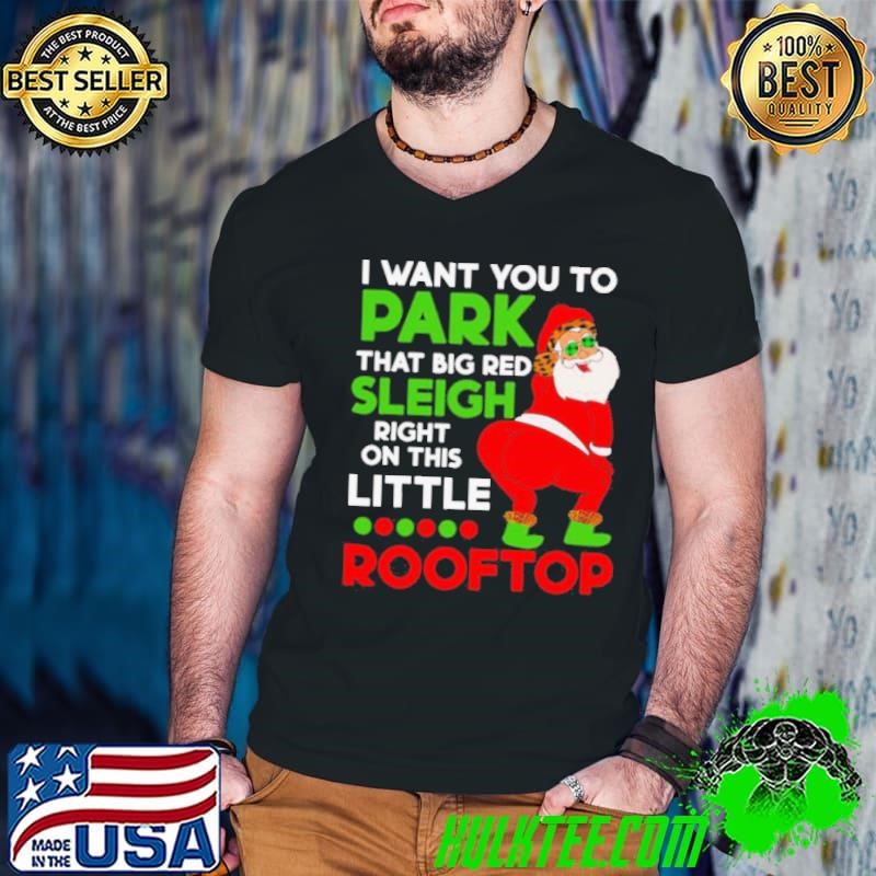 I Want You To Park That Big Red Sleigh Right On This Little Rooftop Christmas Holiday Santa shirt
