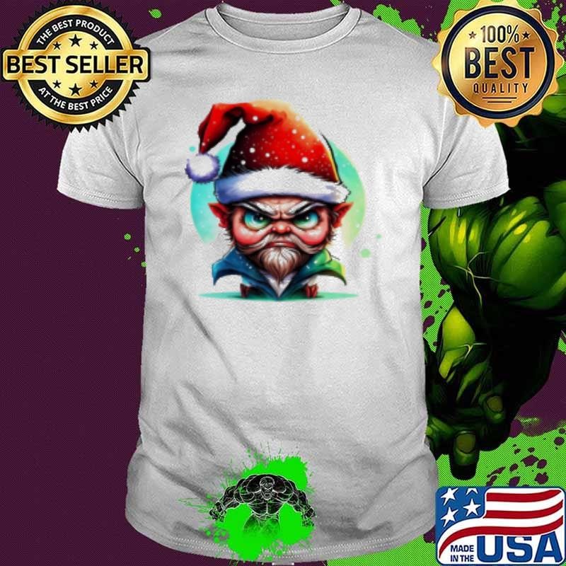 Illustration of a Cartoon Elf with Santa Hat and Snowflakes Shirt