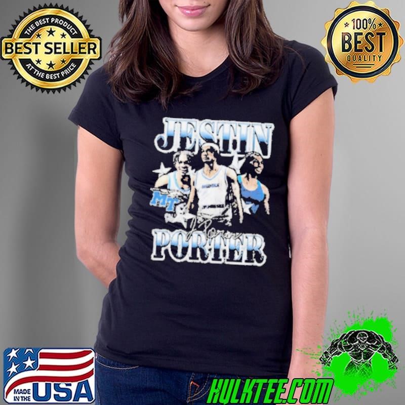 Jestin Porter Middle Tennessee Blue Raiders 90s Graphic Players Signature Ladies Tee