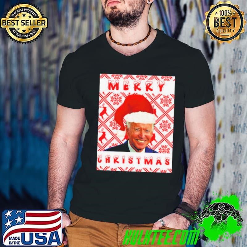 Joe Biden Merry Christmas Wear Santa Hat shirt