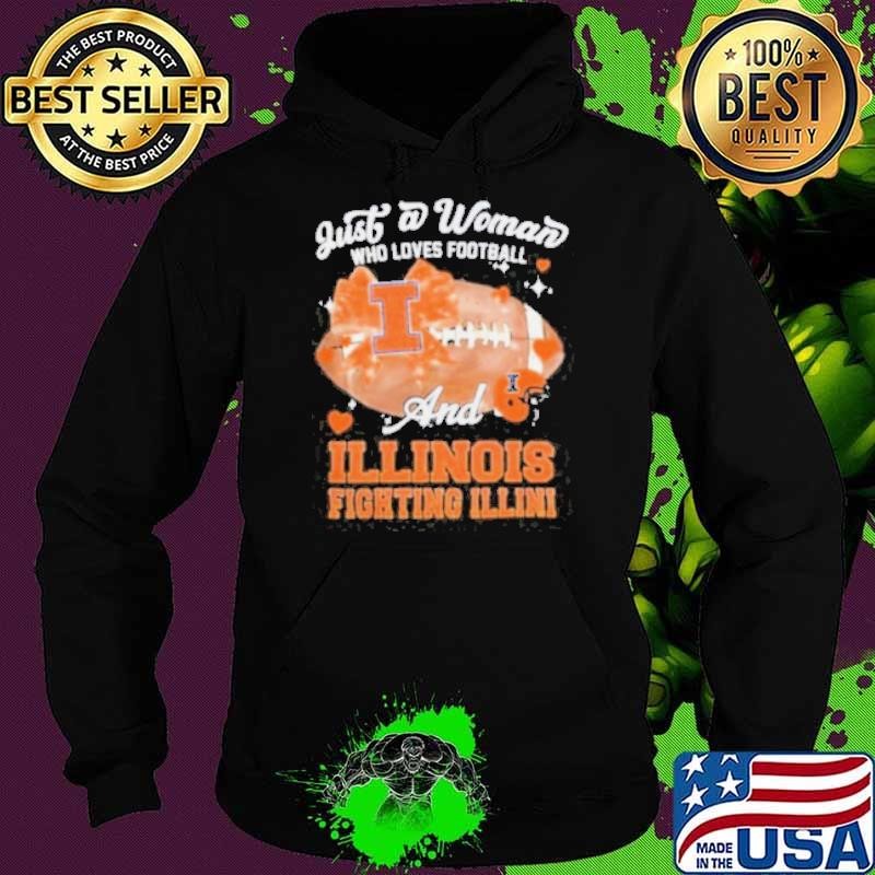Just A Woman Who Loves Football And Illinois Fighting Illini Helmet Hoodie
