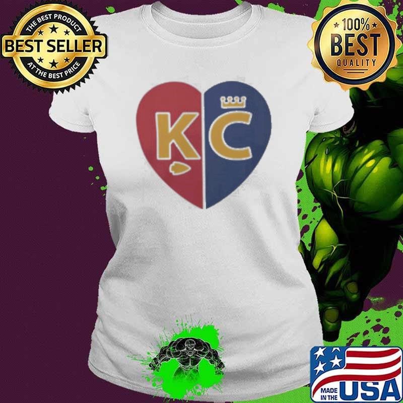 Kansas City Chiefs X Kansas City Royals split heart 2024 Ladies tee