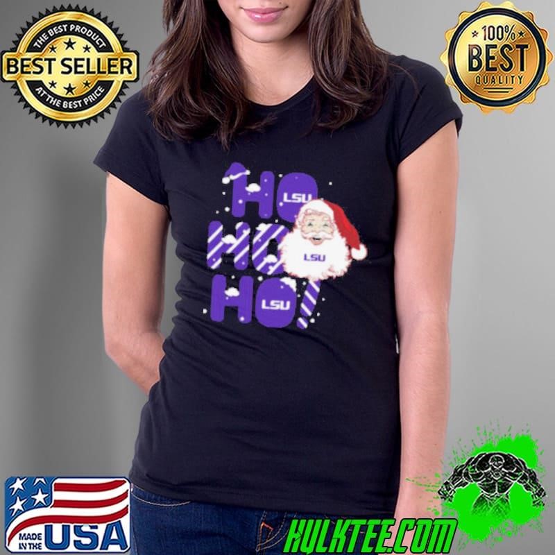 LSU Tigers Ho Ho Ho Santa Claus Christmas Ladies Tee