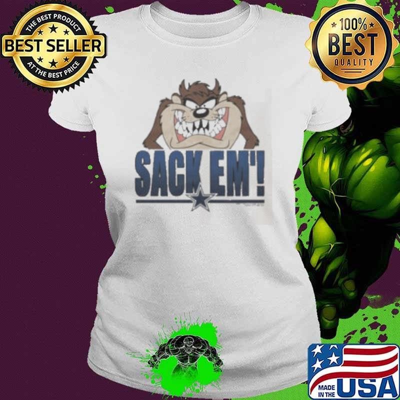 Looney Tunes Taz Tasmania Sack Em’ x Dallas Cowboys Shirts Ladies tee