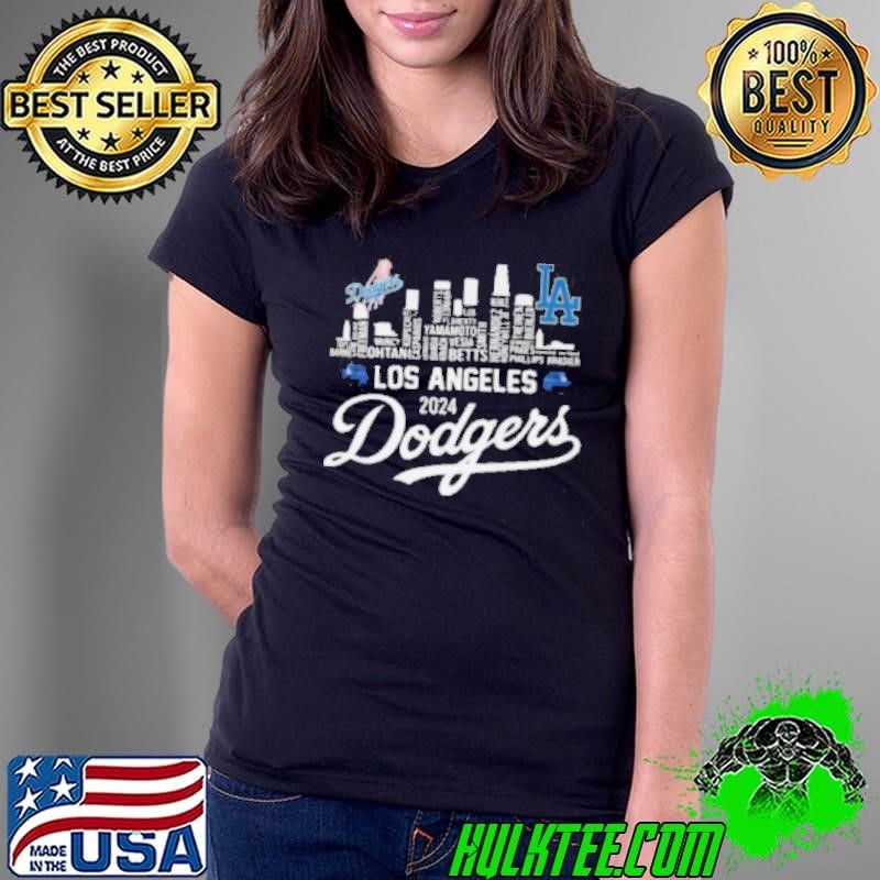 Los Angeles Dodgers 2024 Champions Skyline Of LA City Ladies Tee Los Angeles Dodgers 2024 Champions Skyline Of LA City Ladies Tee