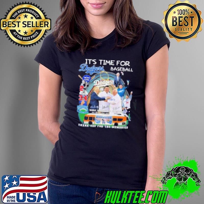 Los Angeles Dodgers It’s Time Tommy Lasorda Vin Scully Fernando Valenzuela Ladies Tee