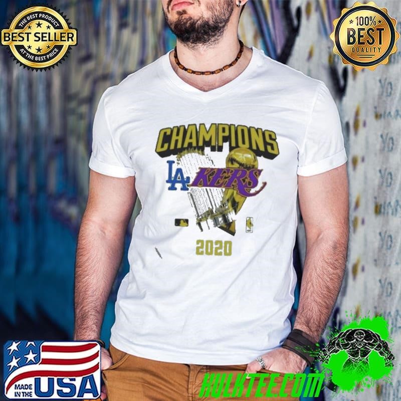 Los Angeles Dodgers Lakers 2020 World Champions Trophies shirt