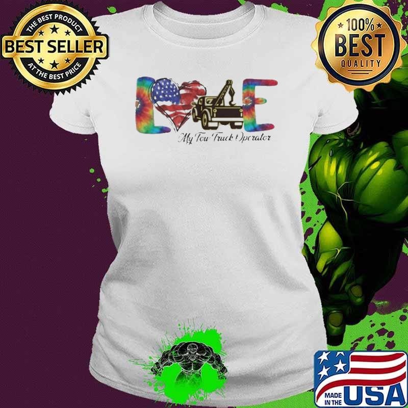 Love My Tou Truck Operator Heart American Flag shirt