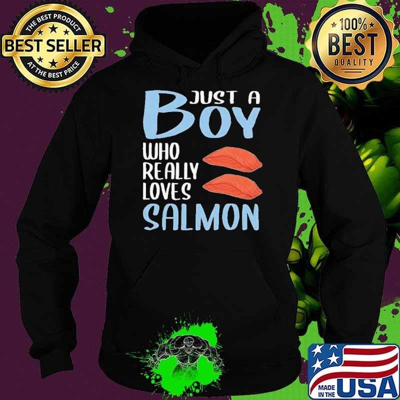 Mens BBQ Just A Boy Who Really Loves Salmon Hoodie