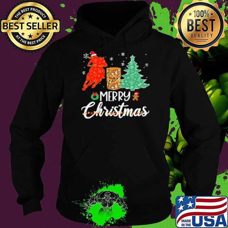 Merry Christmas Barrel Racing Around Christmas Tree Hoodie
