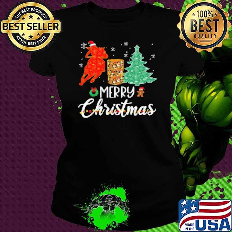 Merry Christmas Barrel Racing Around Christmas Tree Ladies tee