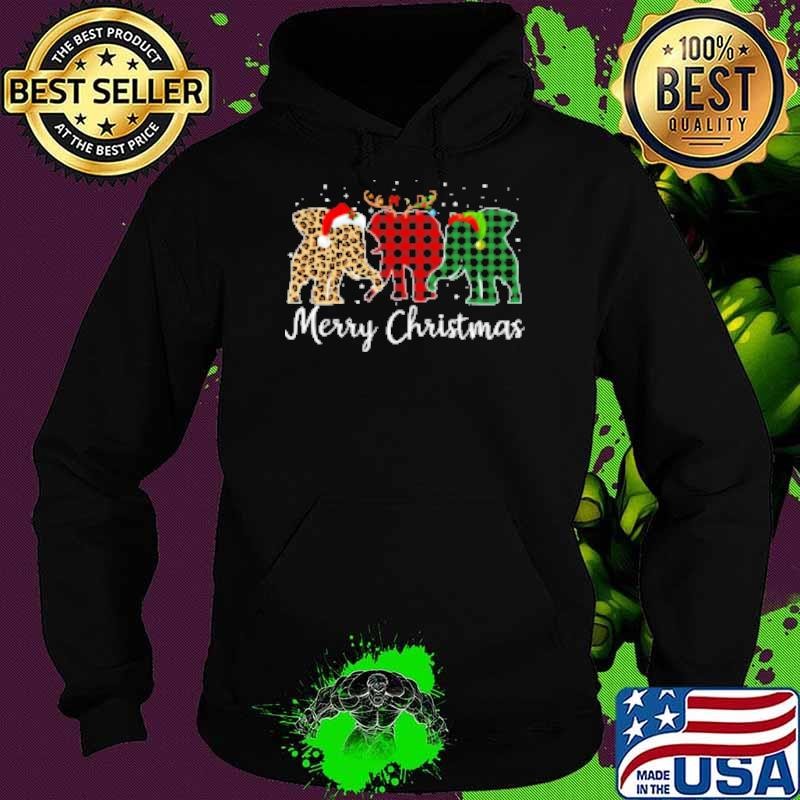 Merry Christmas Elephant ELF Leopard Santa Hat Reindeer Cute Christmas Elephant Hoodie