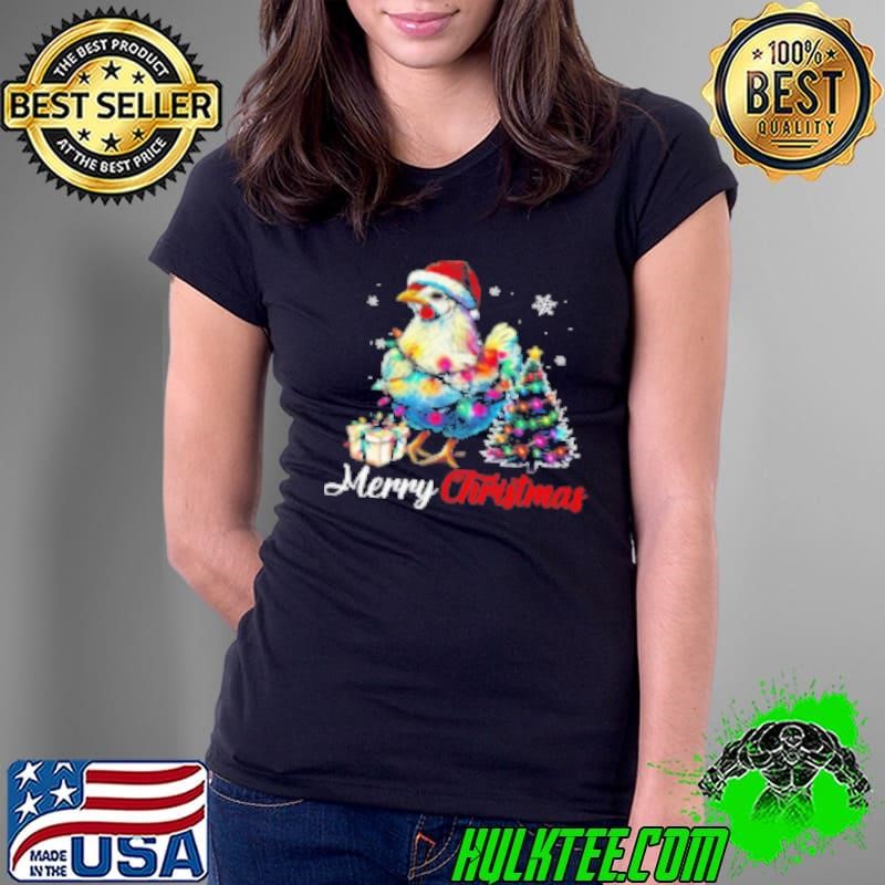 Merry Christmas Interesting Xmas Chicken Ladies Tee