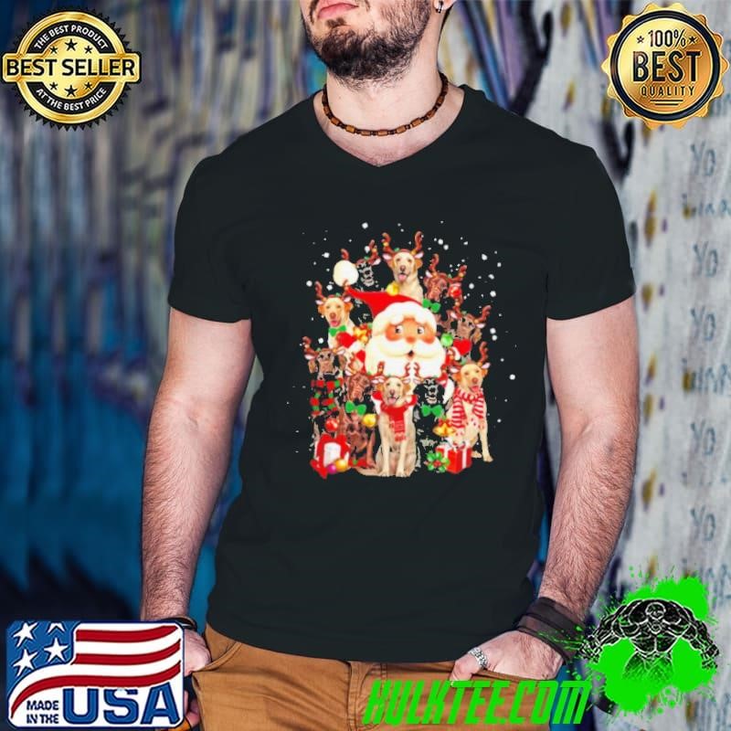 Merry Christmas Santa Claus Labrador Retriever Dogs Guys V Neck