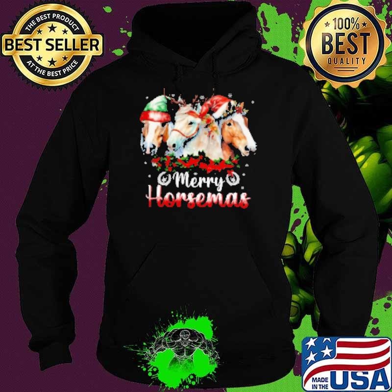 Merry Horsemas Three Horses With Hats Hoodie