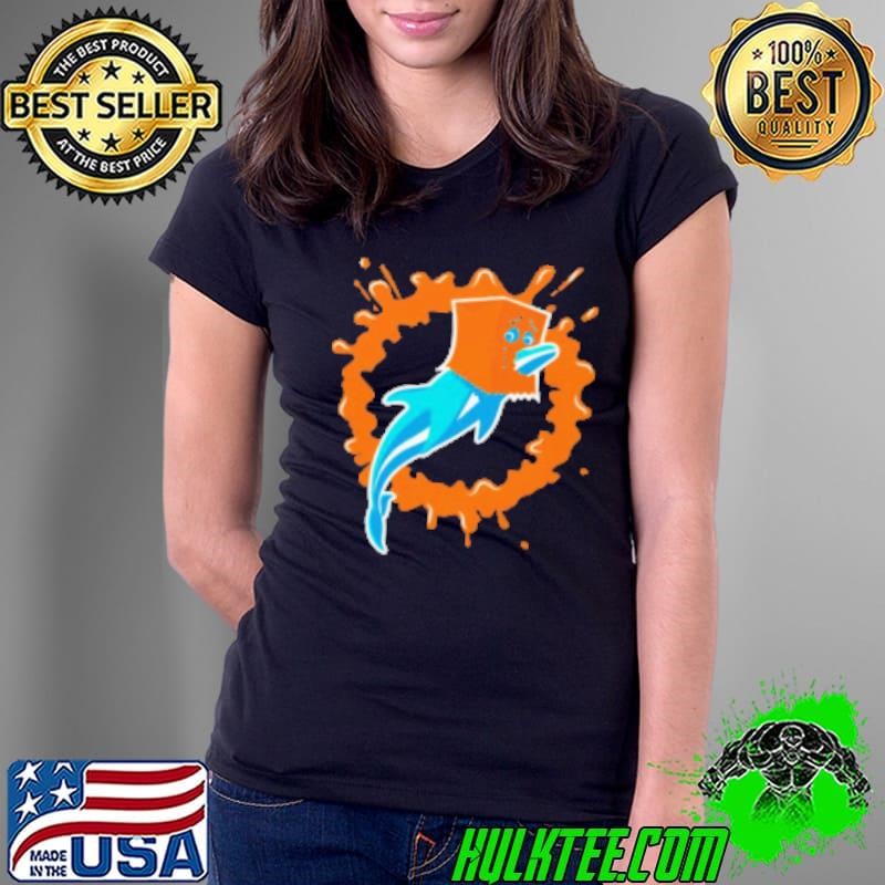 Miami Dolphins Paper Bag Dolphin Logo Funny Ladies Tee