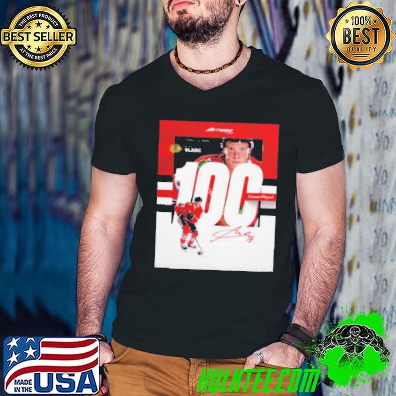 Milestone Moments Alex Vlasic Chicago Blackhawks 100 Game Played Signature Poster shirt