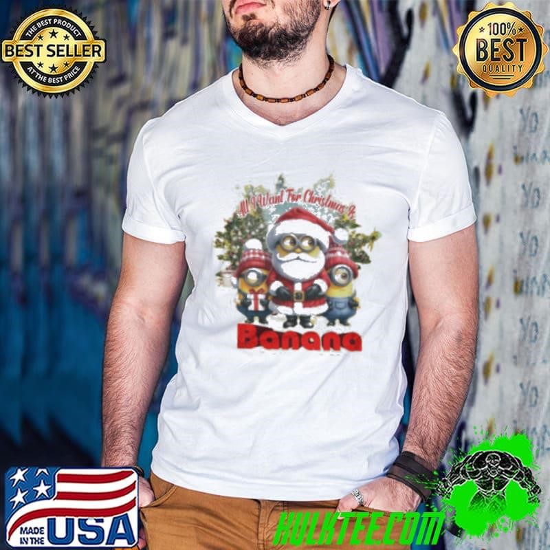 Minion All I Want for Christmas Is Banana 2024 Guys V Neck