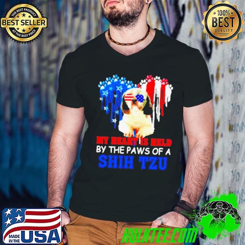 My heart is held by the paws of a Shih Tzu Guys V Neck