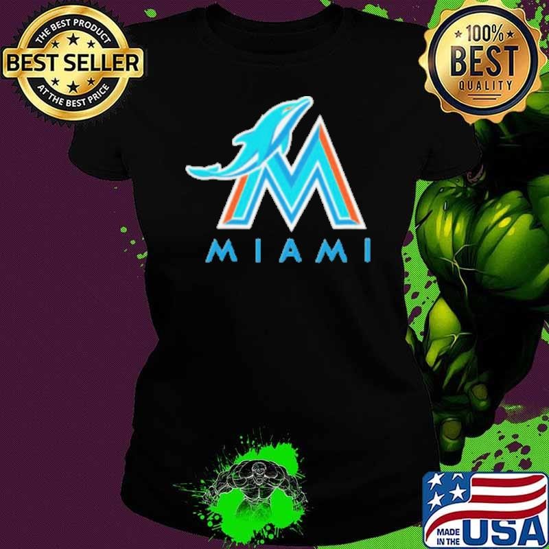 NFL x MLB Miami Dolphins X Miami Marlins Logo Mash Shirt