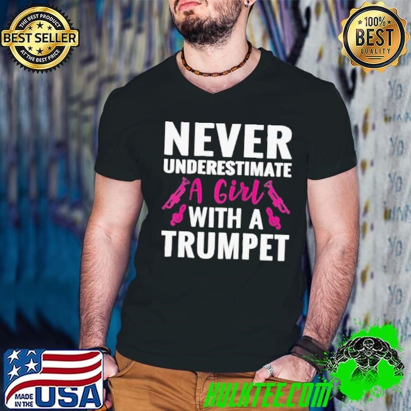 Never Underestimate A Girl With A Trumpet Guys V Neck