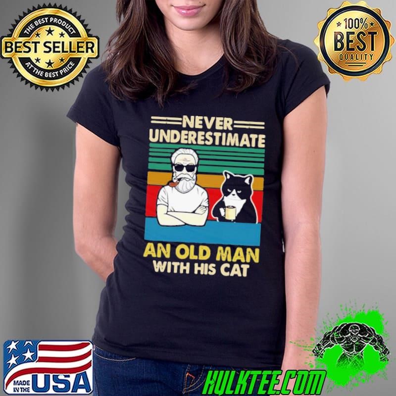 Never Underestimate An Old Man With His Cats Personalized Ladies Tee
