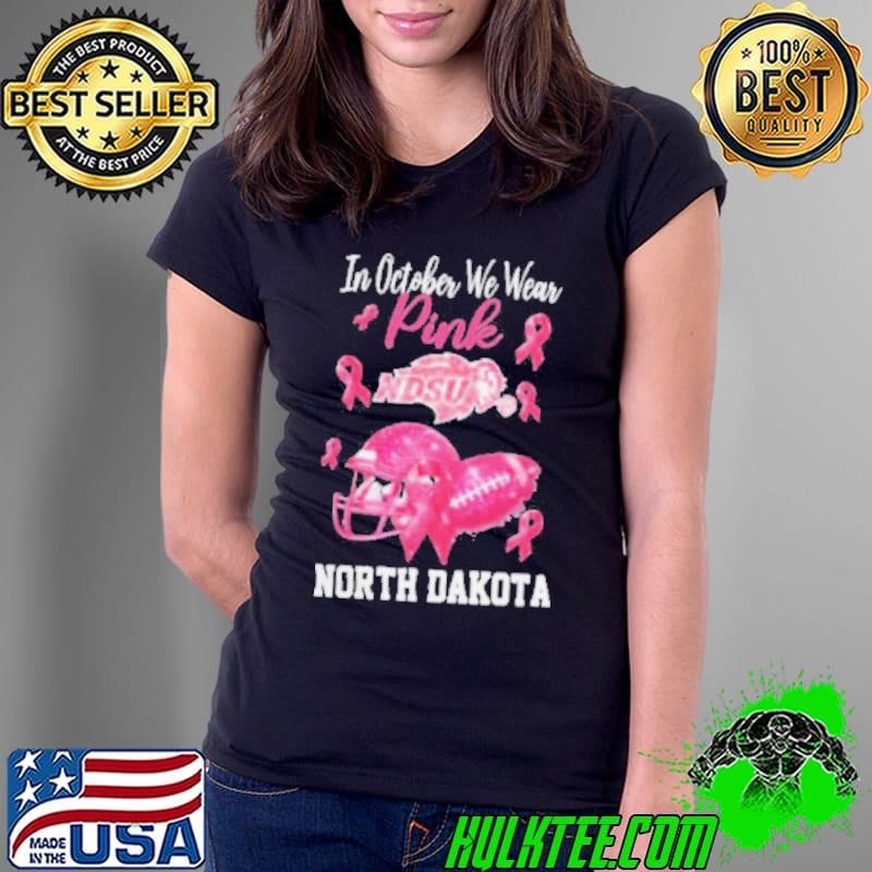 North Dakota State Bison In October We Wear Pink Breast Cancer Awareness Logo Ladies Tee