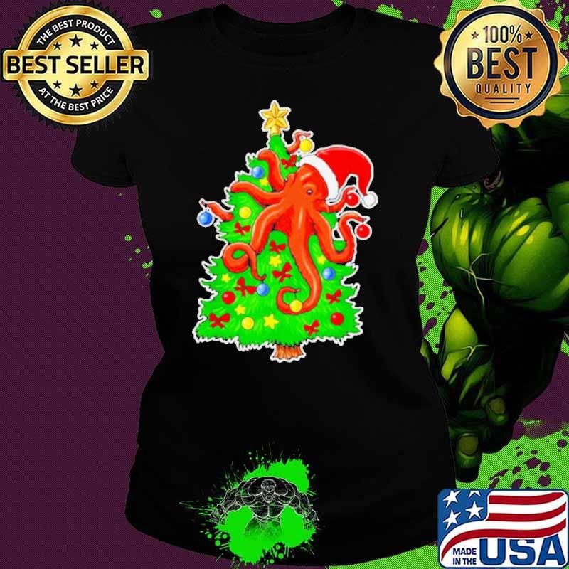 Octopus Santa Hat Christmas Tree shirt