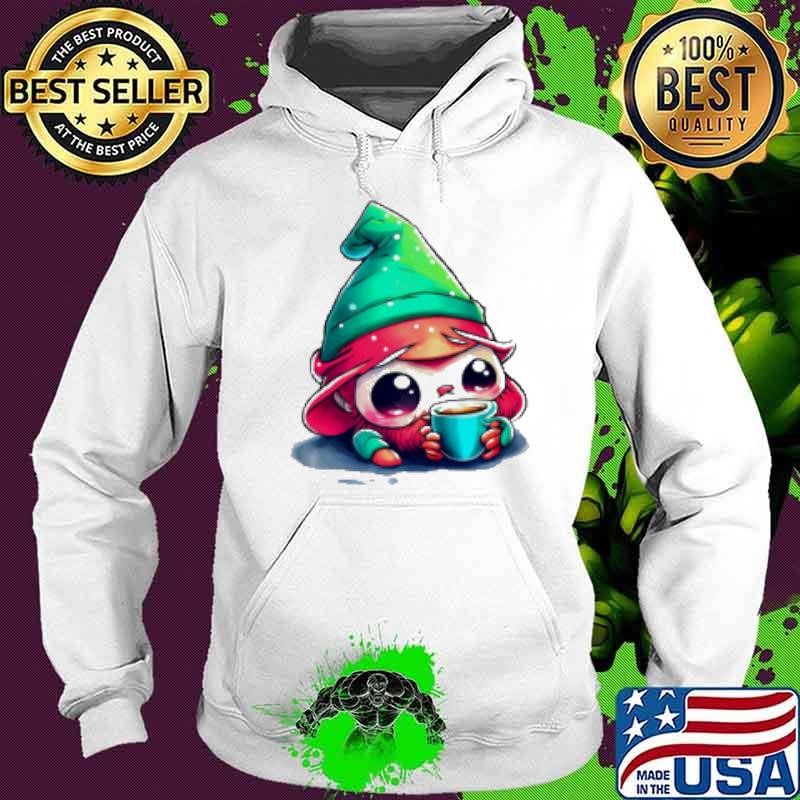Official Cartoon Elf Drinking Coffee from an Ice Cream Cone Hoodie