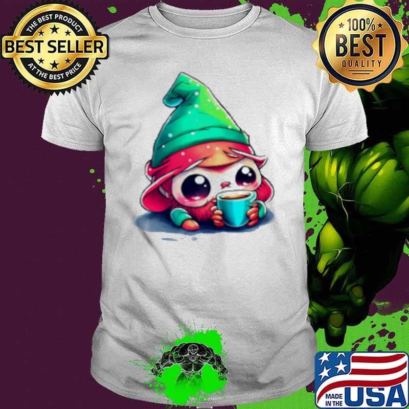 Official Cartoon Elf Drinking Coffee from an Ice Cream Cone Shirt