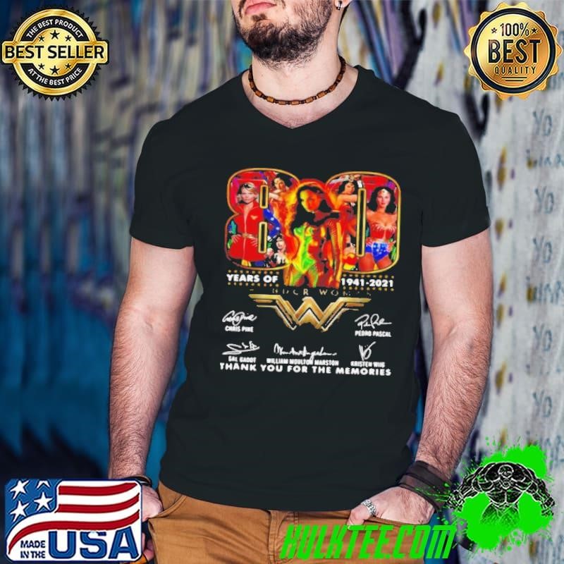 Official Wonder Woman 80 years of 1941 2021 thank you for the memories signatures shirt