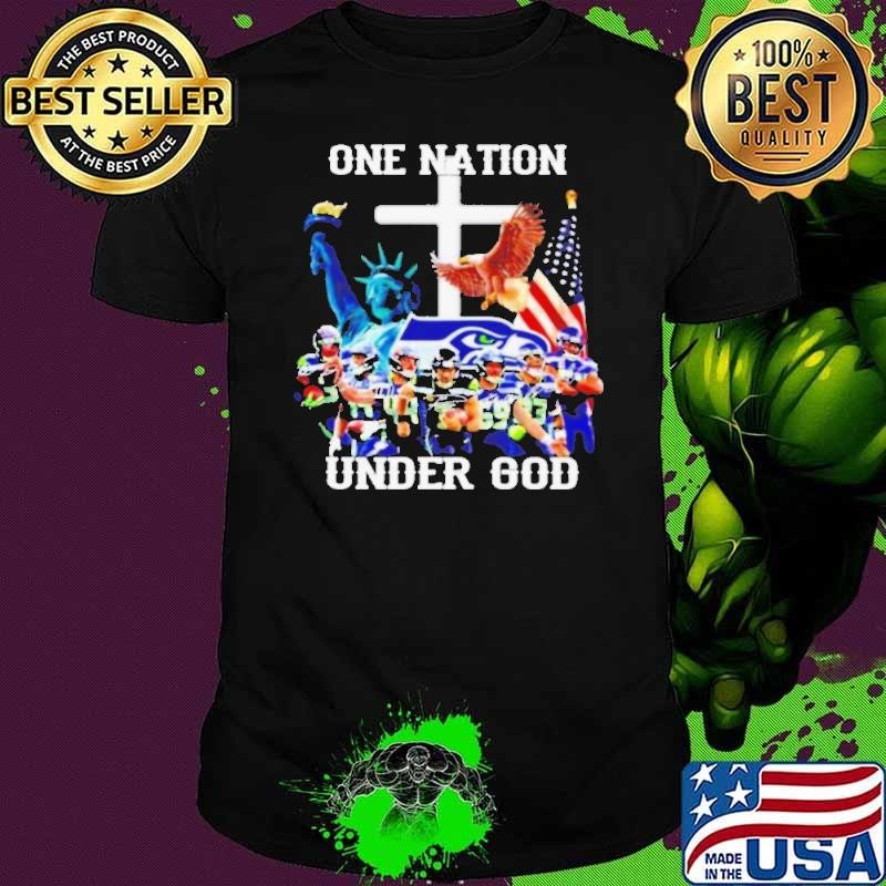 One nation under god Seattle Seahawks signatures shirt