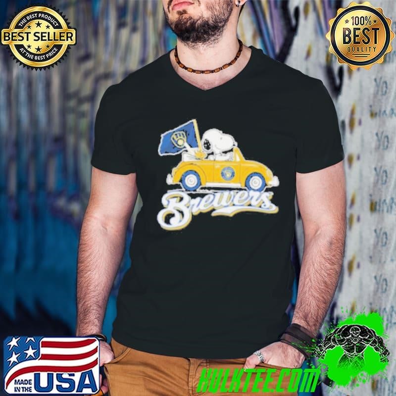 Peanuts Snoopy And Woodstock X Milwaukee Brewers October Driving Car Shirt