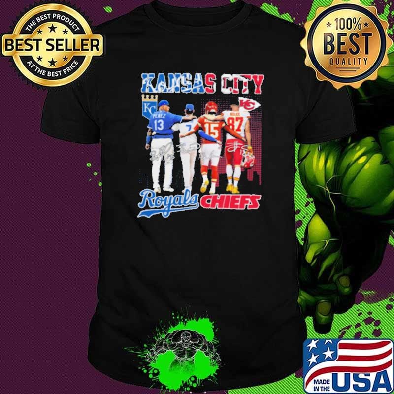 Perez Witt Jr., Mahomes, Kelce Royals Chiefs Tee shirt