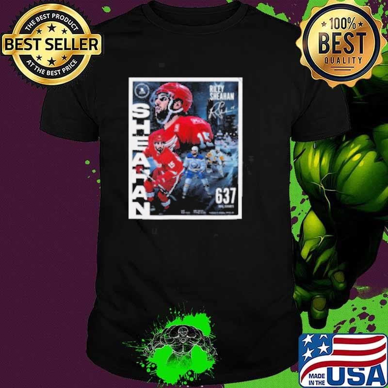 Poster Riley Sheahan Red Wings NHL 2024 637 Regular Season Games Signature t shirt