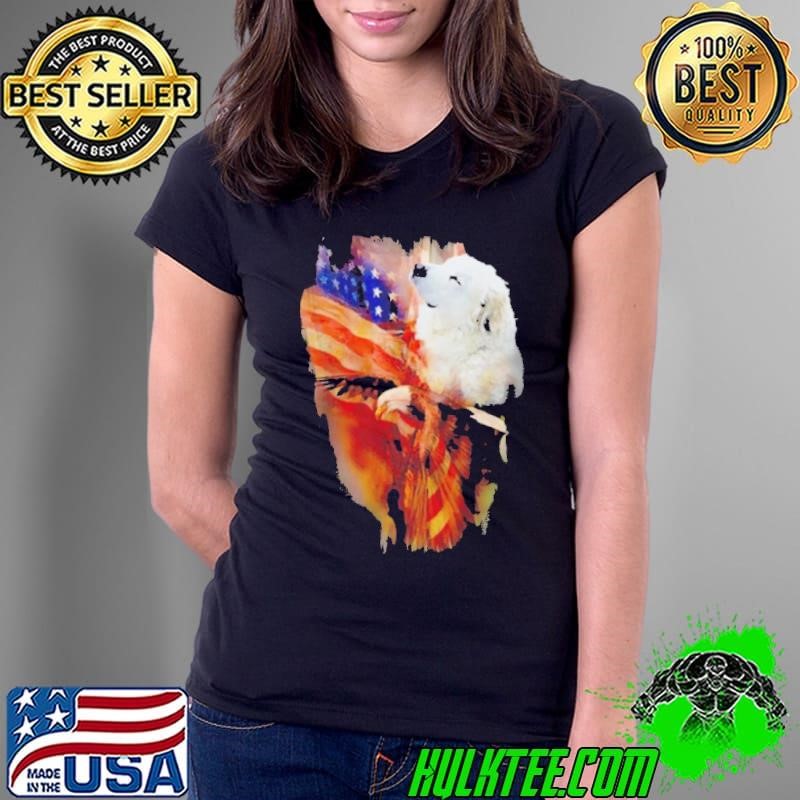 Pyrenees and Eagle American flag shirt