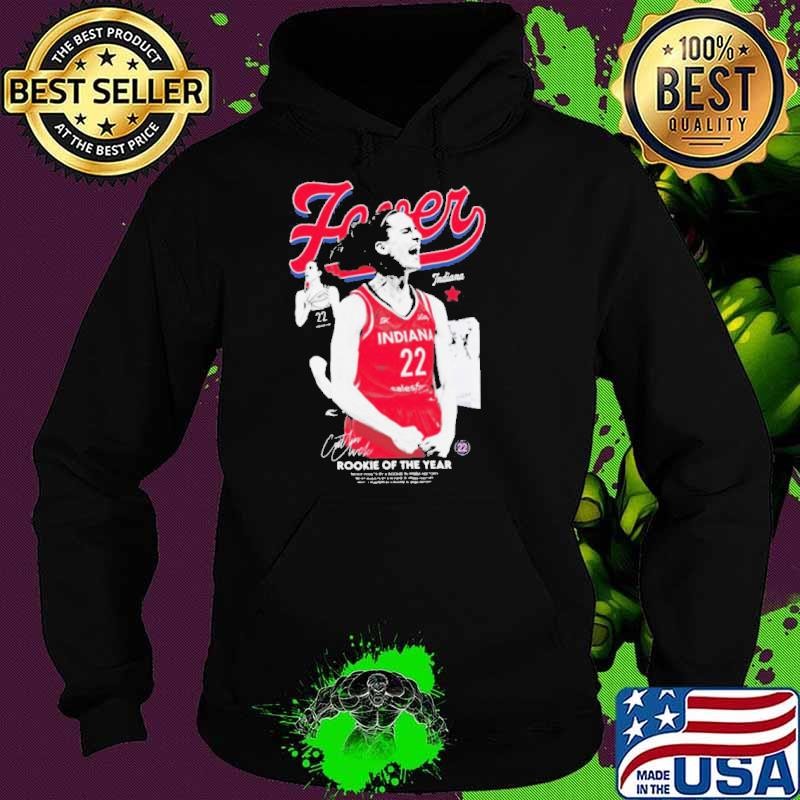 ROY WNBA 2024 Indiana Fever Caitlin Clark 22 Rookie of the Year Signature t Hoodie