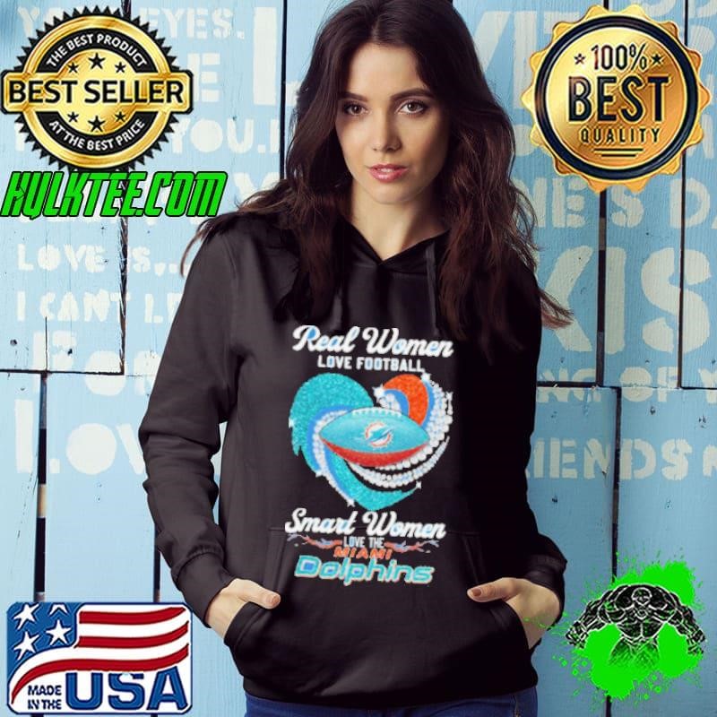 Real Women Love Football Smart Women Love The Miami Dolphins Heart Diamond 2024 Hoodie