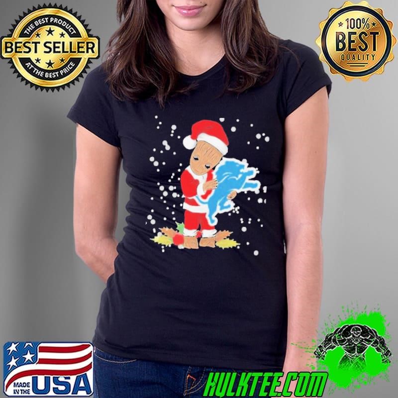Santa Baby Groot Hug Detroit Lions Christmas shirt