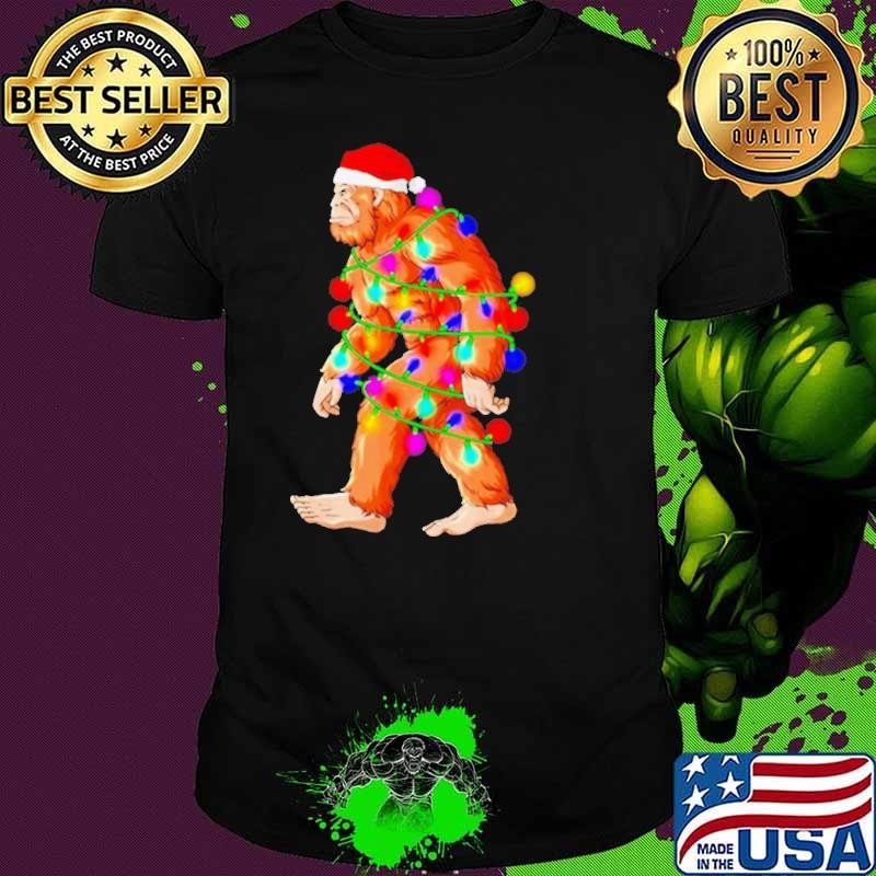 Santa Bigfoot Lights Christmas shirt