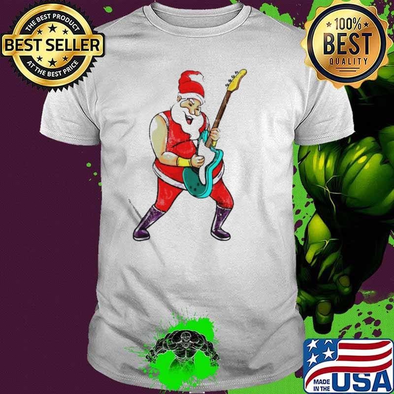 Santa Claus Playing Bass Guitar Christmas shirt